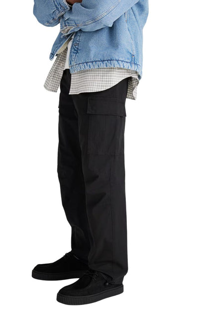 H_&M BLACK COTTON CARGO PANTS