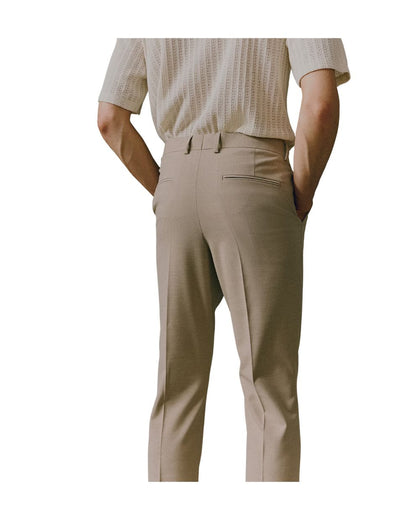 H_&M Beige Slim Fit Suit trousers