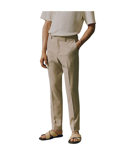 H_&M Beige Slim Fit Suit trousers