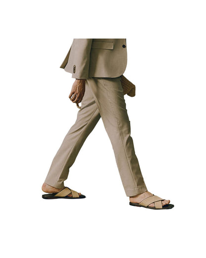 H_&M Beige Slim Fit Suit trousers