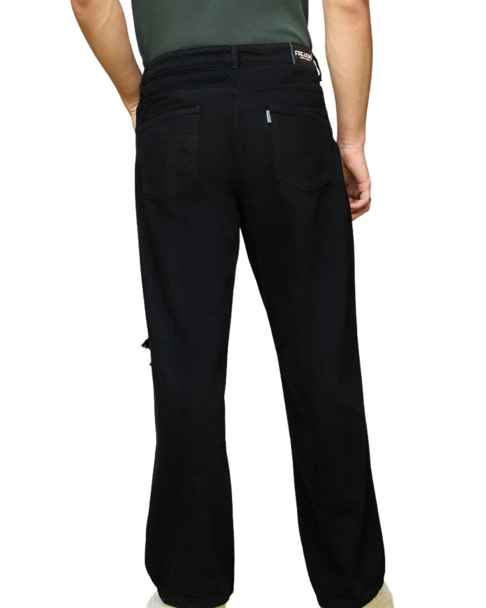 H_&M Black Ripped Men's Wide-Leg Jeans